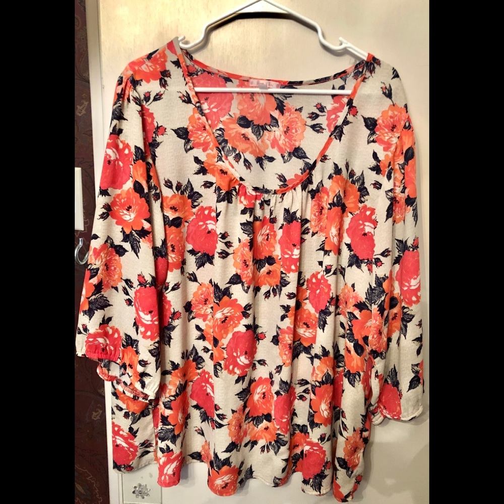 Peach floral blouse